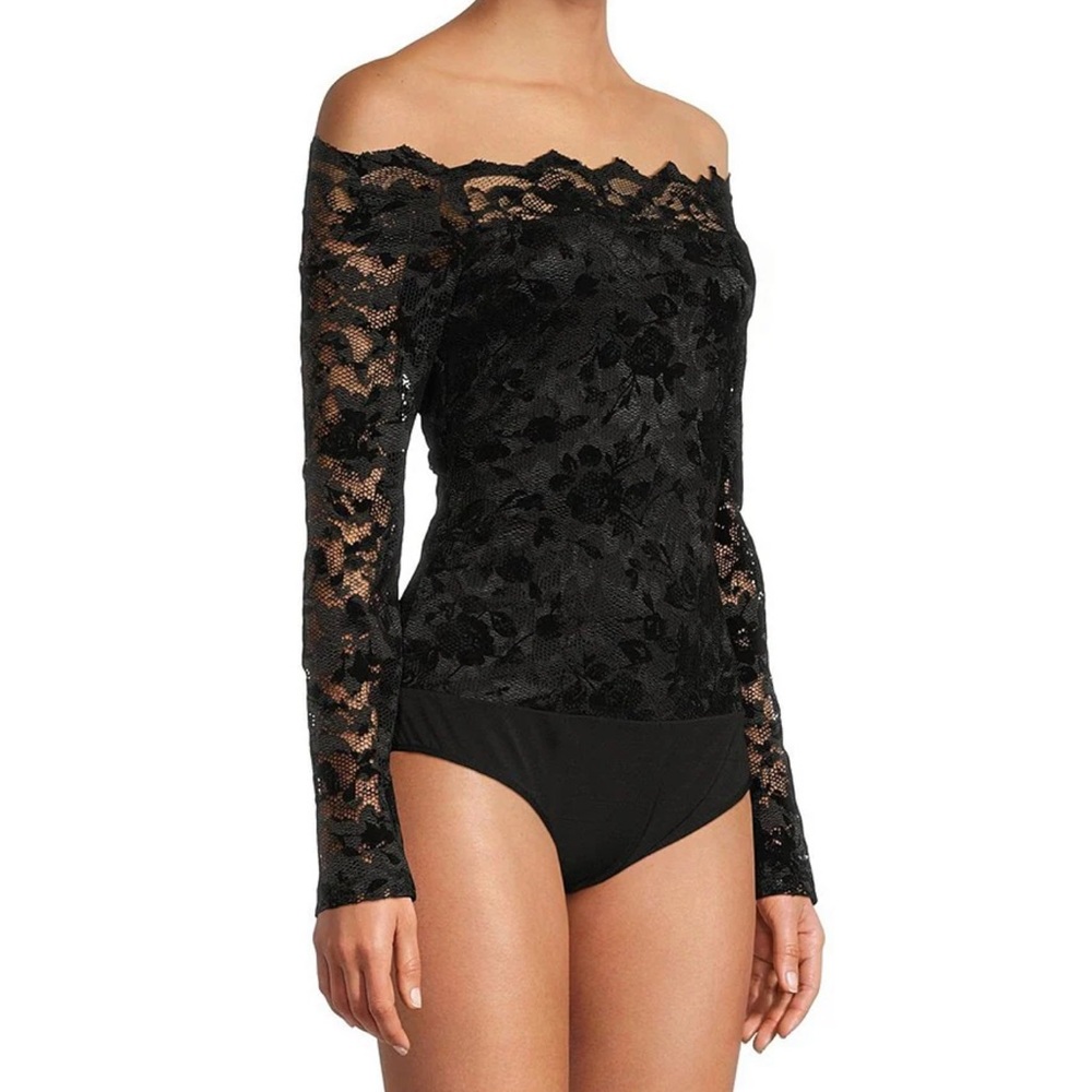 Black Lace Off-Shoulder Bodysuit